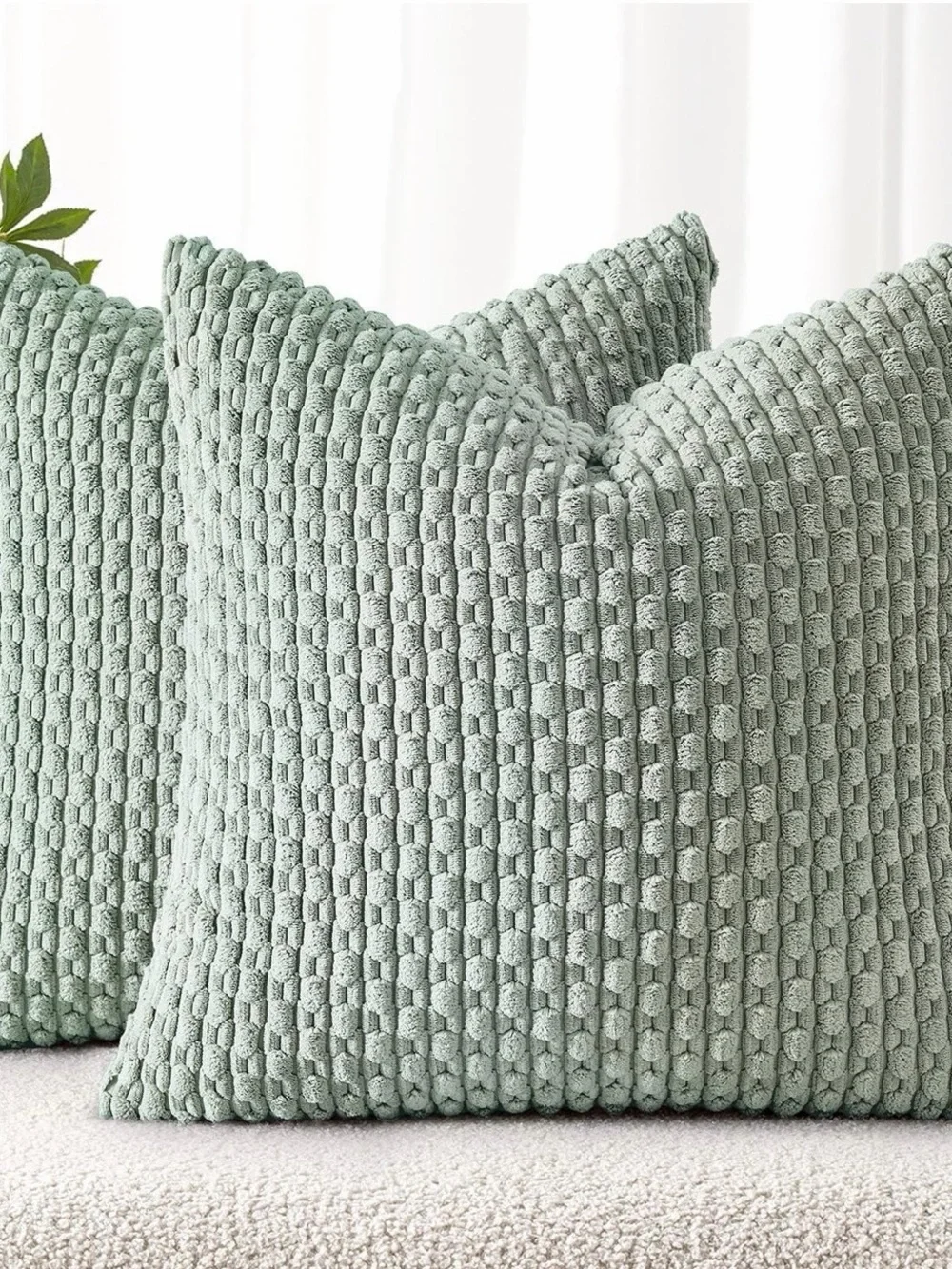 Soft Waffle Knit Accent Pillow Covers - Greyish Green